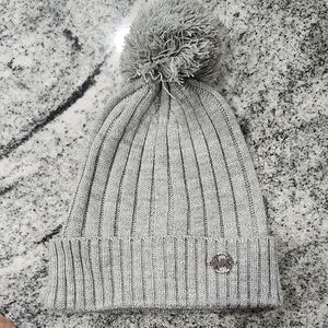 Michael Kors Gray Knit Beanie with Pom Pom